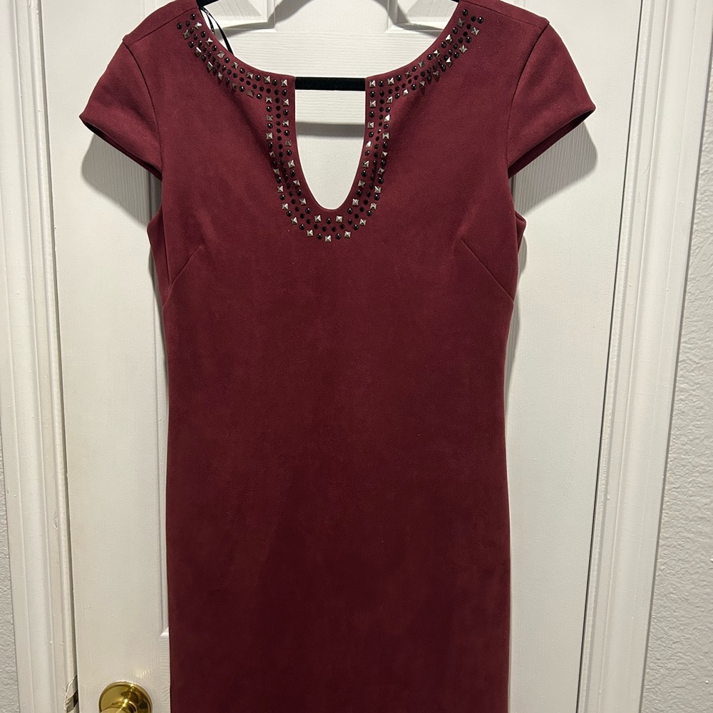 Vince Camuto Burgundy  Dress Plunge Neckline